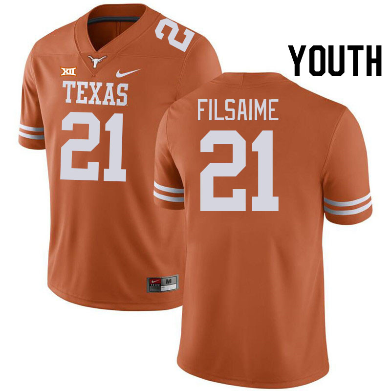 Youth #21 Xavier Filsaime Texas Longhorns College Football Jerseys Stitched-Orange